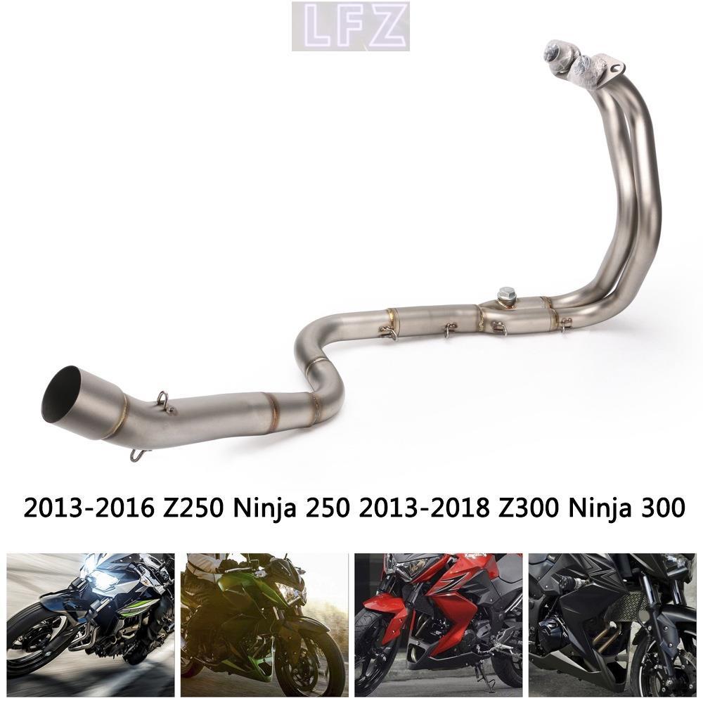 สแตนเลสรถจักรยานยนต์ท่อไอเสียข้อศอกท่อสําหรับ Ninja250 Ninja300 Z250 Z300 ท่อไอเสียด้านหน้า Link ท่อ