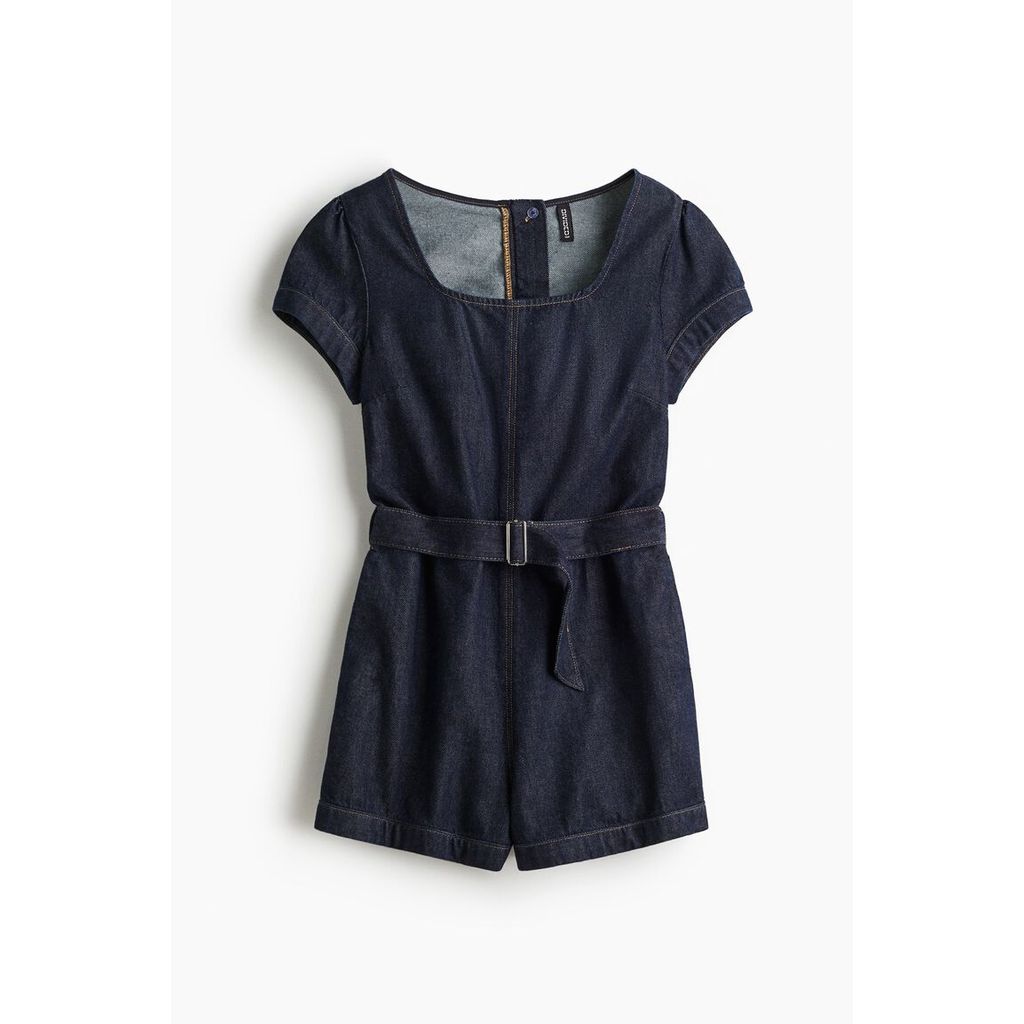 H&M(เอชแอนด์เอ็ม) ชุดจัมป์สูทยีนส์พร้อมเข็มขัด Women Belted denim playsuit 1303312_1