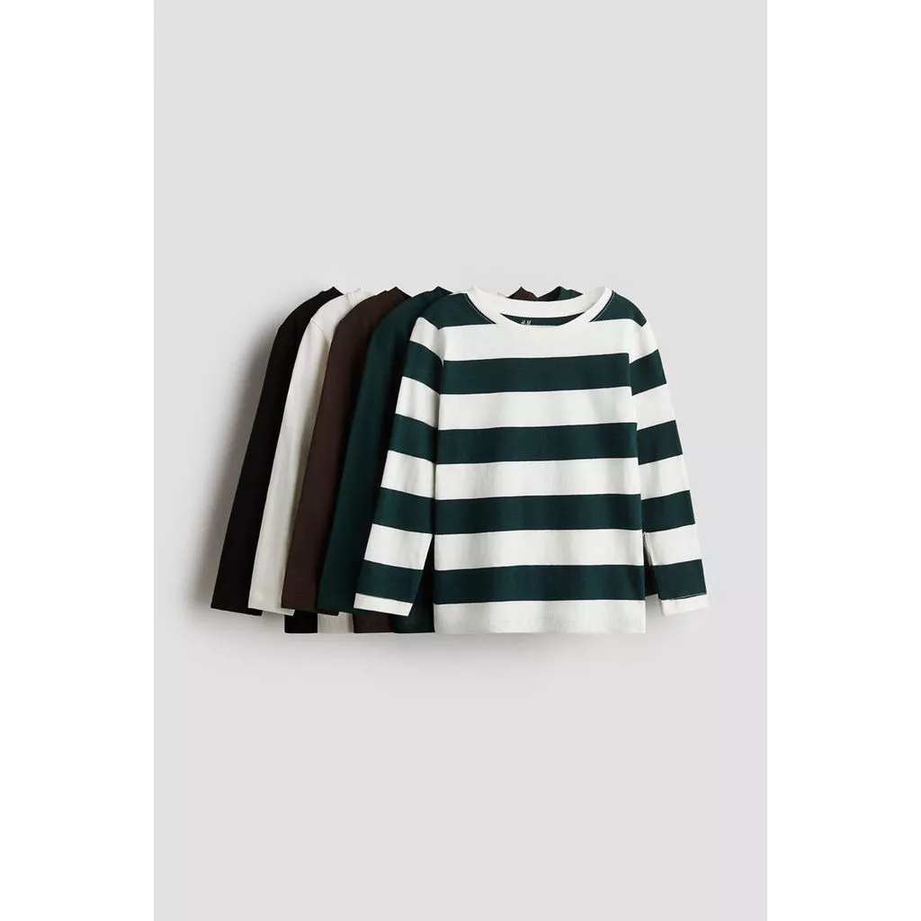 H&M(เอชแอนด์เอ็ม) เสื้อยืดแขนยาว แพ็ก 5 ตัว Boys 5-pack long-sleeved T-shirts 0749175_16