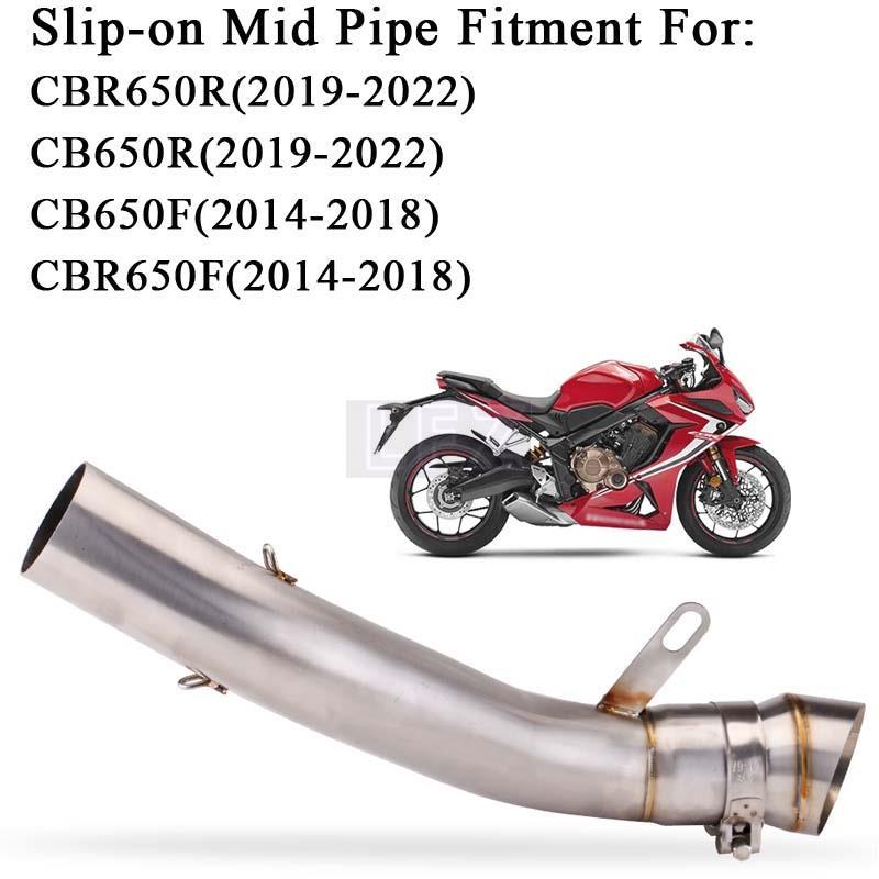 60 มม.ลื่นบนท่อกลางสําหรับ CB650F CB650R CBR650F CBR650R รถจักรยานยนต์ท่อไอเสียท่อกลางการปรับเปลี่ยน