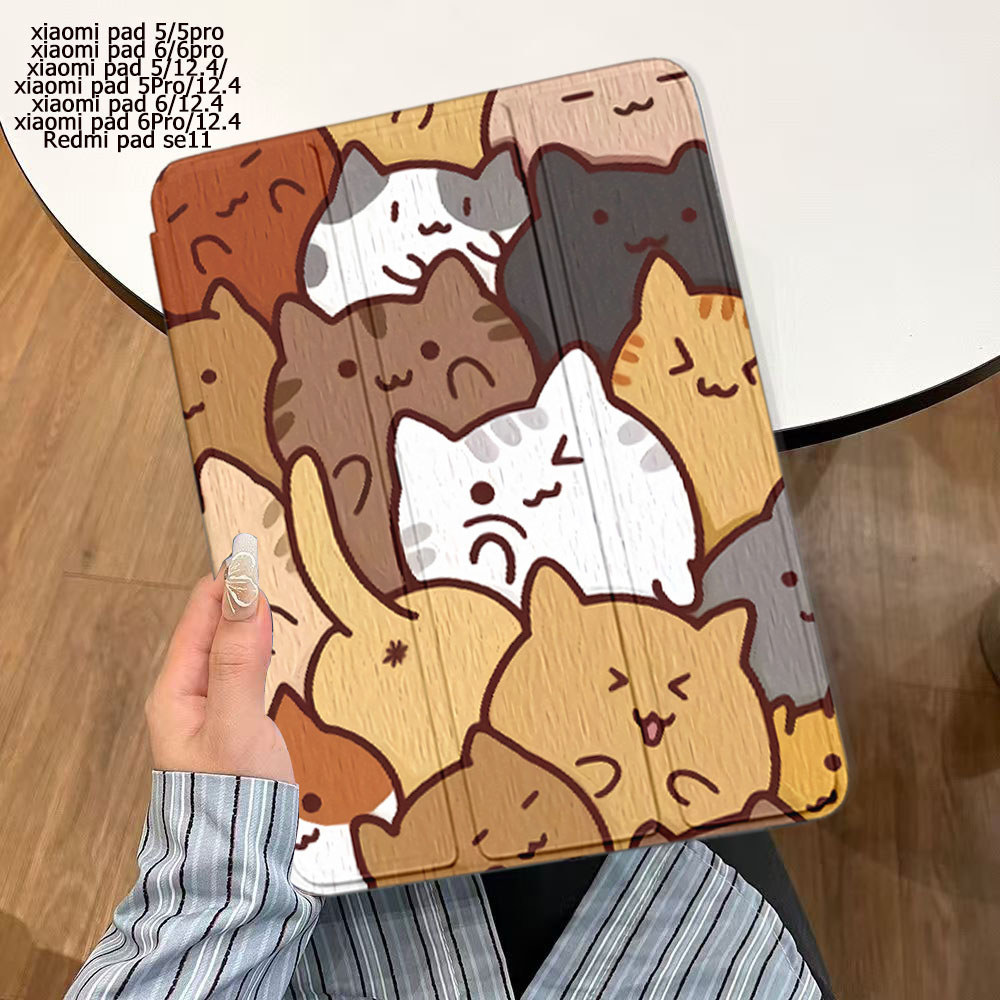 PU หนังสมาร์ทสำหรับ เคส xiaomi pad 7/7pro,5,5Pro, 8/8pro，xiaomi pad 6 6Pro,Redmi pad se11กรณี  แม่เหล็กสนับสนุน