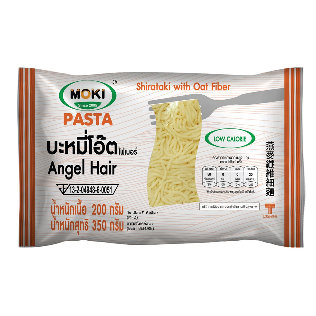 [8858661109615] Moki Oat Fiber Angel Hair With Konjac เส้นหมี่บุกผสมใยอาหารโอ๊ต ตราโมกิ (Asian Deli Foods)