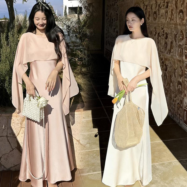 [สินค้าพร้อมส่ง]ชุดเดรสยาวสไตล์ฝรั่งเศส คอคลุม ดีไซน์เข้ารูปช่วงเอว ช่วยพรางหุ่น จัดส่งจากกรุงเทพฯ ประเทศไทย#99411