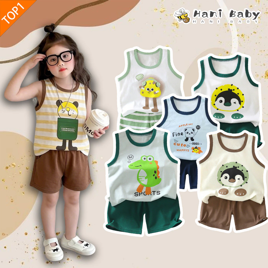 ชุดเสื้อกล้ามเด็ก ชุดเสื้อเด็กผ้าฝ้าย ใส่สบาย ระบายอากาศ น่ารัก ไซส์73-130