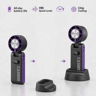 พัดลมไอเย็น CASGOO K680 ICE Cooling Fan ปรับลม199ระดับ เย็นได้16° มอเตอร์13000rpm ปรับ180°+ไฟฉาย+สายคล้อง+ฐานตั้งฟรี