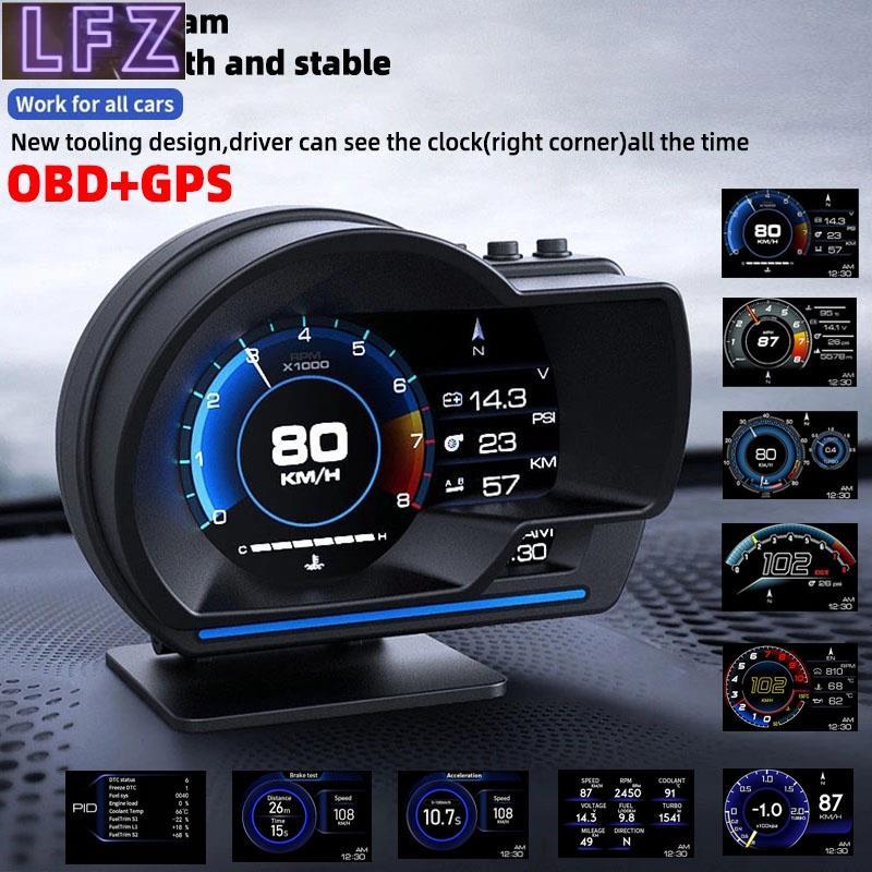 Cbw เครื่องสแกนเนอร์ดิจิทัล P6 GPS OBD OBD2 วัดความเร็วน้ํา เทอร์โบบูสต์ RPM สําหรับรถยนต์