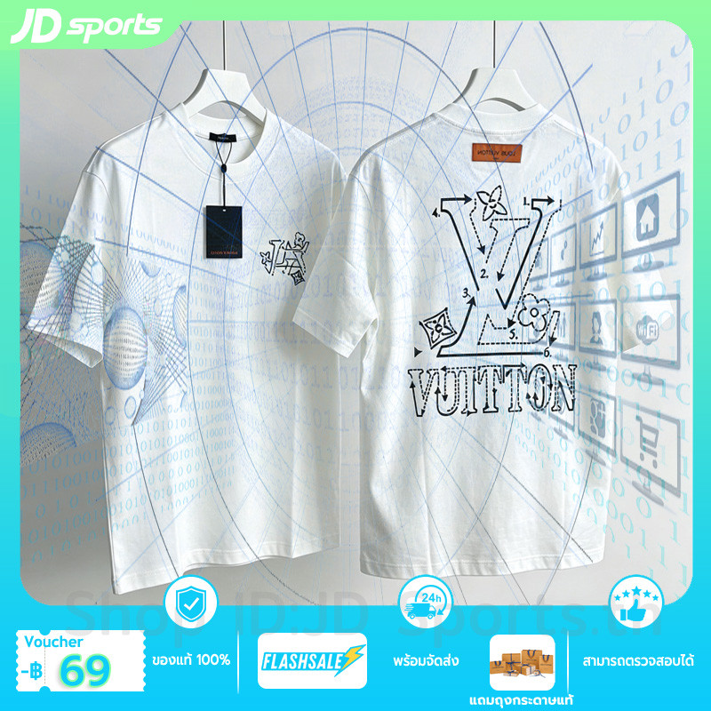 คอตตอนloยูisvวีuiton Cotton 100% เสื้อยืดLวีV2026 Crewneck แบรนด์หรู T-Shirt แบบยูนิเซ็กส์
