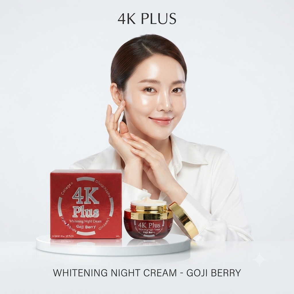4K Plus Whitening Night Cream Goji Berry 20g. ครีมบำรุงผิวหน้าสูตรกลางคืน