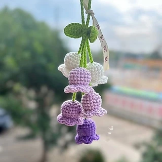 สายคล้องกระเป๋าถักไหมพรม ดอกระฆังหรือดอกลินลี่แห่งภูเขา Lily of the valley