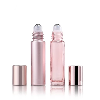 ขวดแก้วใส่น้ําหอม แบบลูกกลิ้ง สเตนเลส ขนาด 5 มล. 10 มล. สีชมพู เนื้อแมตต์