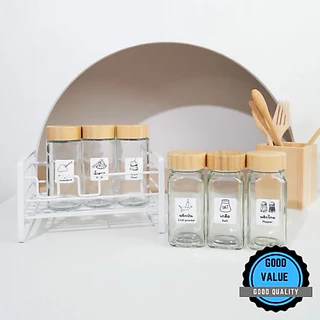 🇹🇭【พร้อมส่งจากไทย】🔥 สติ๊กเกอร์ขวดเครื่องปรุง ใช้ร่วมกับขวดใส่เครื่องปรุง มินิมอล ฝาไม้ไผ่ ขนาด 3*5 cm.