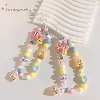 ตลก การ์ตูนน่ารัก สพันจ์บ็อบ แหวนโทรศัพท์ สายคล้องโทรศัพท์ Airpods สายคล้องกุญแจ เครื่องประดับ ป้องกันการสูญหาย ป้องกันการตก อุปกรณ์เสริมโทรศัพท์