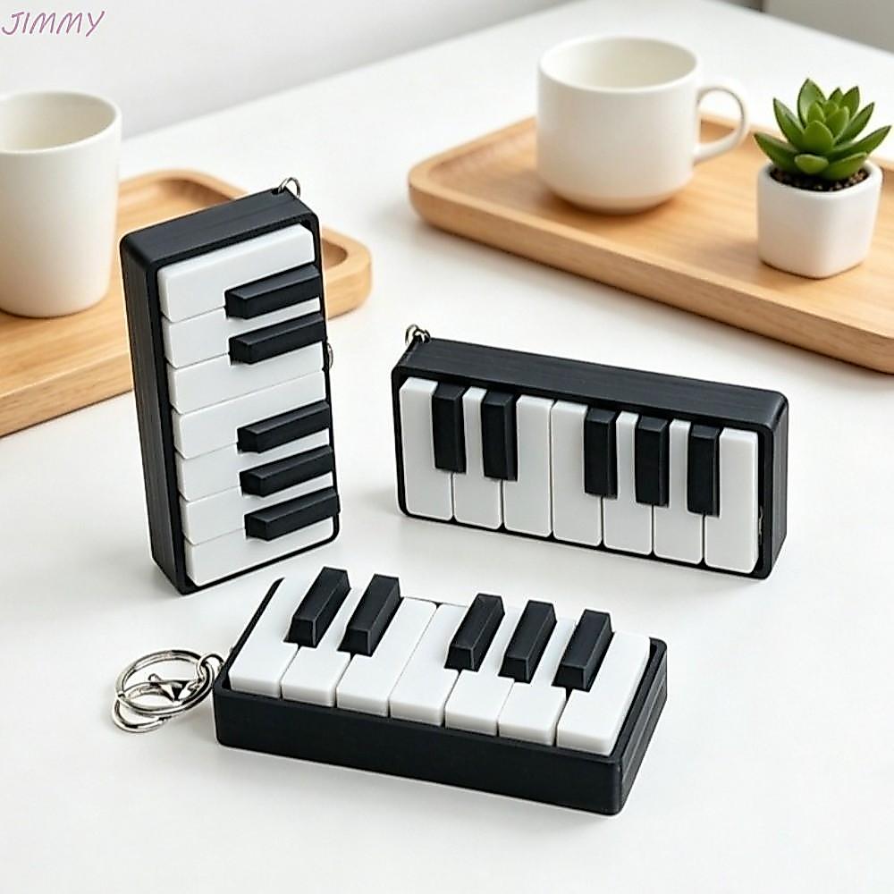 JIMMY Piano Stress Clicker พวงกุญแจ, 3D พิมพ์สัมผัส Fidget Piano Charm พวงกุญแจ, พลาสติกแบบพกพา 12 ค