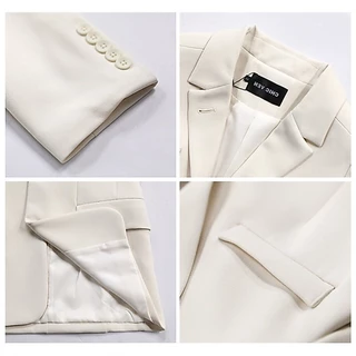 SUIT-01🍑 เสื้อสูทแฟชั่น สีพื้น 4 สี มีกระเป๋าหน้า แต่งกระดุม เบเซอร์สำหรับผู้หญิง🍑