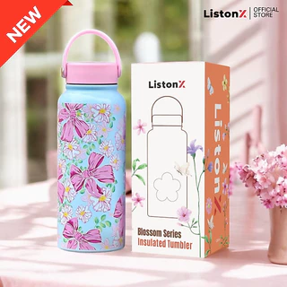 ListonX [ลายใหม่]ขวดน้ำเก็บอุณหภูมิ Blossom Series (คุณภาพพรีเมียม) | ความจุ 1000ML | สแตนเลส 304 | แก้วน้ำ/กาแฟ