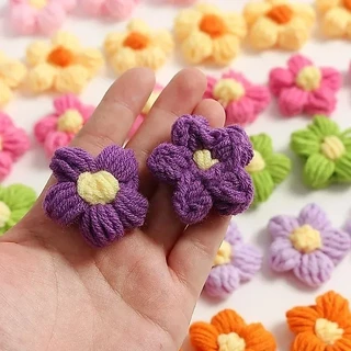 10 ~ 50 ชิ้นถักมือดอกไม้ Applique เย็บบนแพทช์นมผ้าฝ้ายขนสัตว์ดอกไม้กลีบดอกไม้เสื้อผ้าอุปกรณ์เสริมรองเท้าหมวก DIY Craft