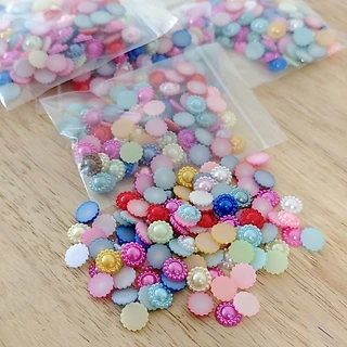 มุกล้อม คละสี สีขาว สีครีม ขนาด 11 มิล 100 ชิ้น อุปกรณ์ตกแต่งDIY