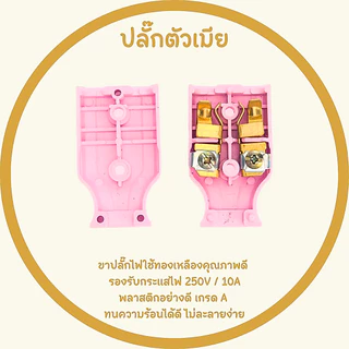 โปร 10 ตัว ปลั๊กตัวผู้ ปลั๊กตัวเมีย คละสี พลาสติกอย่างดี ทองเหลือง ทนกระแสไฟฟ้า 10A 250V ไฟบ้าน 220V หัวปลั๊กตัวเมีย