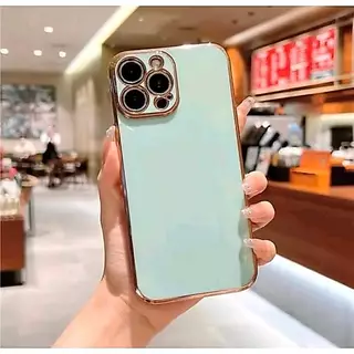 เคส TPU ขอบทอง สำหรับ iPhone 6 7 8 11 Pro max 12 12Pro max 13 13Promax 14Pro max 15Pro max สีสวย เรียบหรู ดูดี