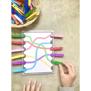 ชุดไม้หนีบแยกสี 3 กิจกรรม ตัวหนีบไม้หลากสี sorting activities Montessori กิจกรรม sensory play เสริมกล้ามเนื้อมัดเล็ก