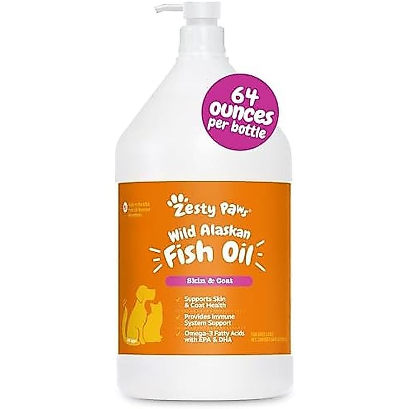 Zesty Paws Wild Alaskan Fish Oil For Dogs &Amp; Cats - Pollock &Amp; Salmon Oil Blend - Omega 3 Fatt