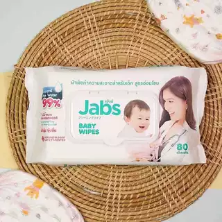 Jabs Baby Wipes สูตรอ่อนโยน🎈(1 แถม 1) แพ็คเกจใหม่ ผ้าเช็ดทำความสะอาดเด็ก 1 ห่อ 80 แผ่น