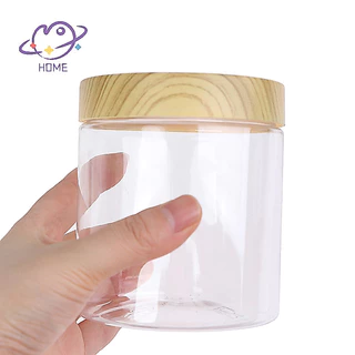 [mayhome] ภาชนะขวดใสเปล่าพร้อมฝาปิดไม้เทียมพลาสติก {TH}