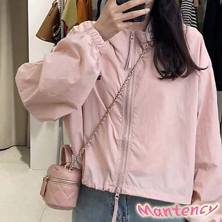 เสื้อแจ็คเก็ตป้องกันแสงแดดหลวมสั้นผู้หญิงเสื้อบางฤดูร้อนเสื้อแจ็คเก็ตคลุมด้วยผ้าอเนกประสงค์-MTY