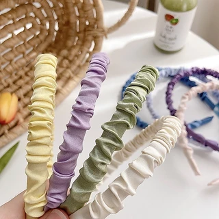 ที่คาดผมผ้าซาตินแบบย่น สีพาสเทลสดใส🌈⭐️(M0073)