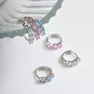 earika.earrings - frostshine hoop ต่างหูห่วงคริสตัลสีสัน มี 3 สี ก้านเงินแท้ชุบทองคำขาว เหมาะสำหรับคนแพ้ง่าย