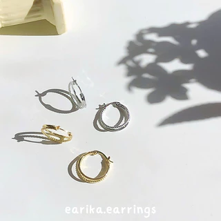 earika.earrings - two tone hoop ต่างหูห่วงก้านเงิน ชุบทองคำขาว/ทอง เหมาะสำหรับคนแพ้ง่าย