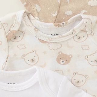 PAYI BABY-3 ชิ้น เด็กทารกน่ารักสาว ทารกแรกเกิดแขนสั้น ผ้าฝ้ายนุ่มบอดี้สูท