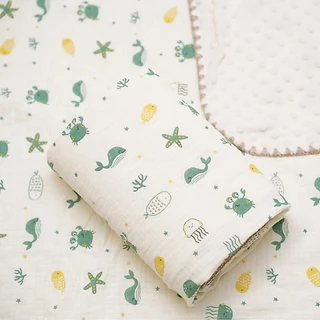 Babyonline(R038)2L7-8 (ส่งด่วน1วัน)ผ้าห่มดอทมัสลินขนมิ้งค์2ชั้นสำหรับเด็กทารกแรกเกิด ผ้าฝ้าย นุ่ม อ่อนโยนต่อผิว อบอุ่น