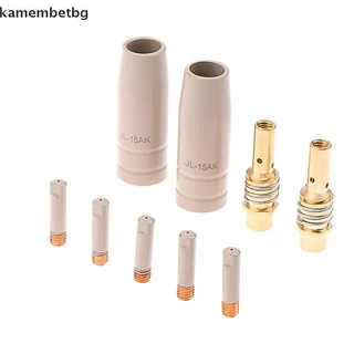 Kamembetbg 9 ชิ้น 0.8/1.0/1.2 มิลลิเมตร MIG ไฟฉายหัวฉีดแก๊ส Tip Holder ชิ้นส่วนป้องกัน 15AK ไฟฉายเชื่อมใหม่เคลือบป้องกันหัวฉีด TH