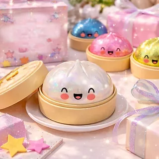 2026 Glitter Dumpling Squishy ของเล่น,ช้า Rising Soft Squeeze Ball พร้อมการแสดงออกน่ารัก Sensory Fidget,น่ารัก Bao Bun Fidget ของเล่นพร้อมกล่อง Steamer สําหรับความวิตกกังวลและความเครียดบรรเทา