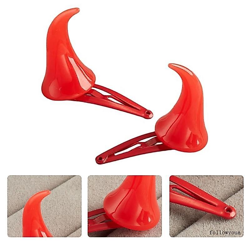 Fol Party Dress Up Props Devil Horns Barrettes Devil Horns กิ๊บติดผมคอสเพลย์เครื่องแต่งกาย