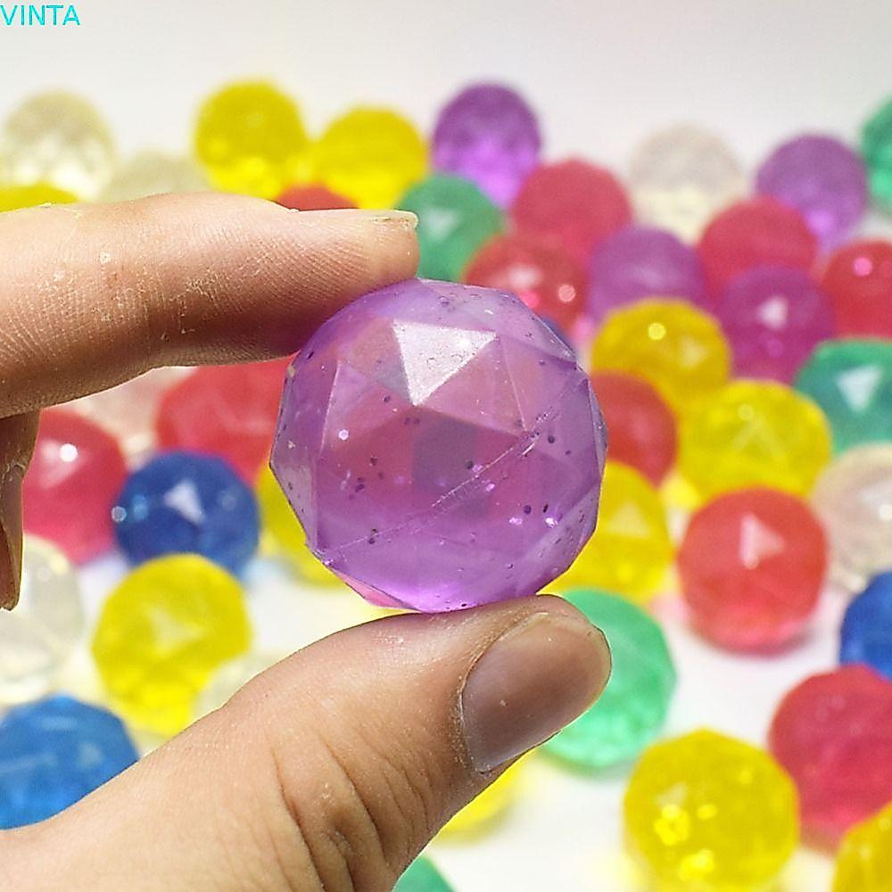 VINTA 6 ชิ้น Diamond Bouncy Ball, Bouncy ของเล่นสายรุ้งสียาง Bouncy Ball, ตลกสุ่ม Clear ขนาดใหญ่ของข