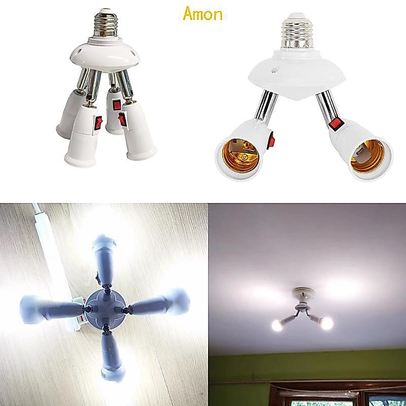 Amon Light Socket Splitter 2 3 4 5 Way Adapter E27 Socket Converter ปรับได้