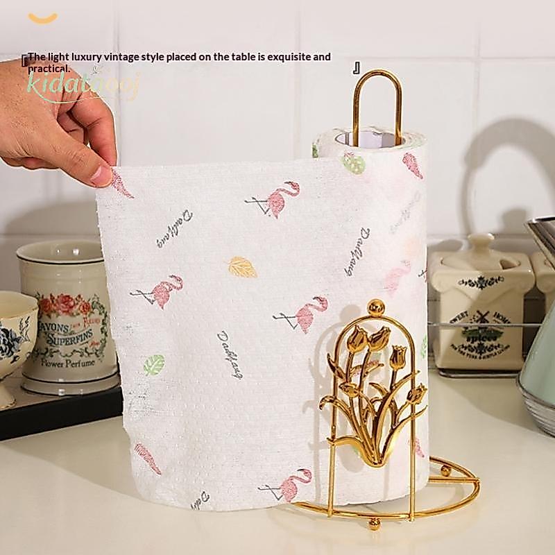 [KIDA] Retro Iron Tree Paper Towel Gold Free Standing Roll Paper Holder Towel One-handed Tear Decora