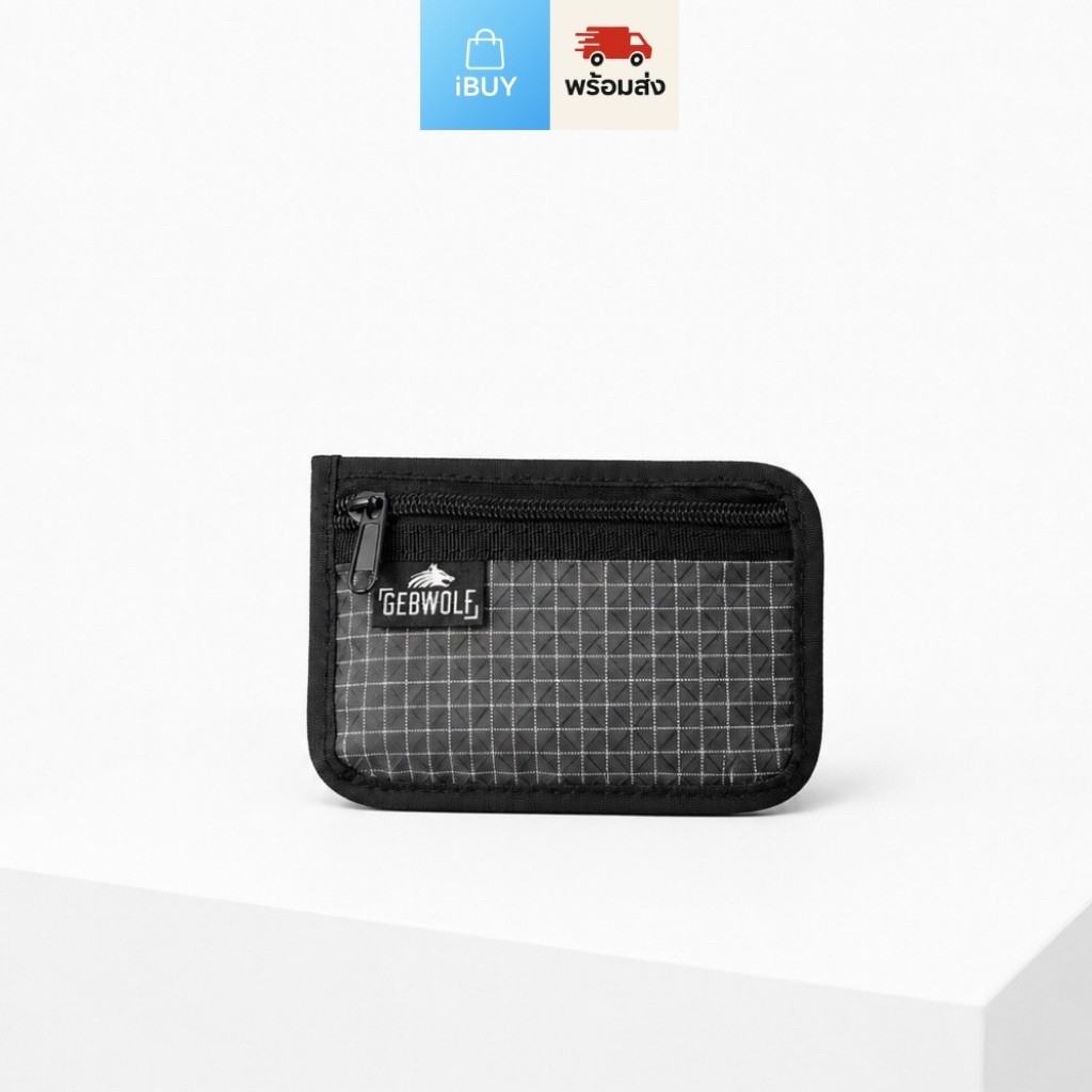 iBUY กระเป๋าสตางค์ซิป ลายตาราง RFID Blocking กระเป๋าใส่เหรียญ พกพา Everyday Pocket