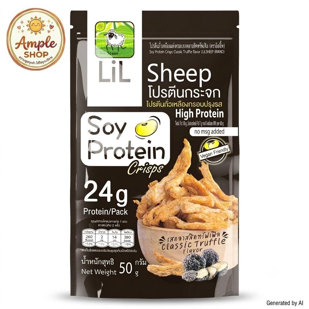 Lil Sheep ลิลชี้พ โปรตีนกระจก โปรตีนสูงจากถั่วเหลือง โปรตีนถั่วเหลืองแท่งกรอบปรุงรส ไม่มีผงชูรส Hala