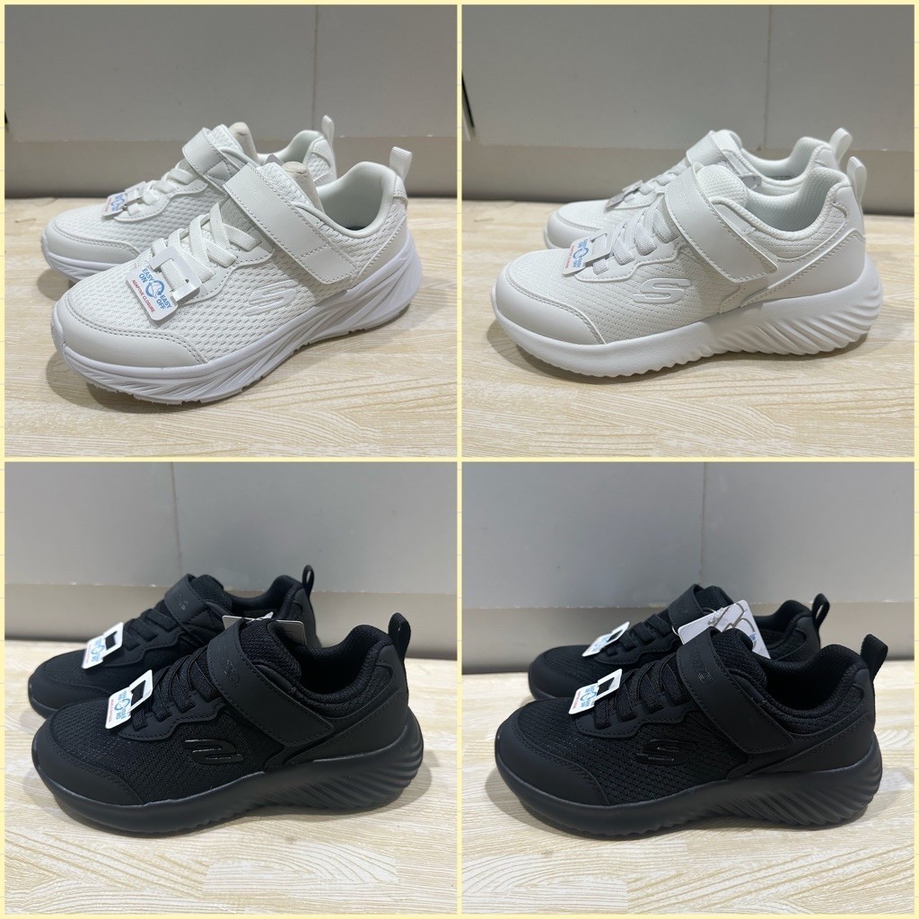 รองเท้าผ้าใบเด็ก skechers สีขาว สีดำ ใส่พละ แฟชั่น ของแท้ของใหม่