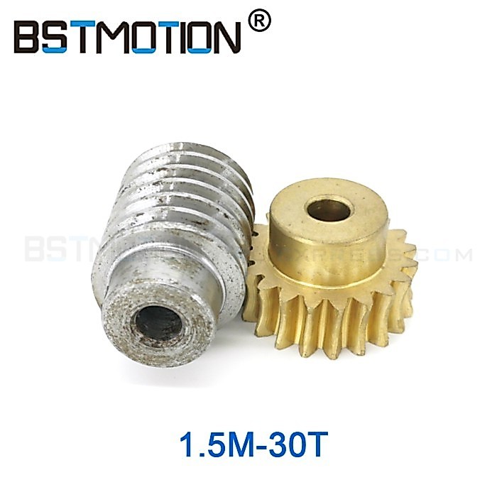 1.5M-30T Reduction Ratio:1:30 1.5Mod 30 Teeth Metal Worm Gear 45# Steel Rod Transmission Parts