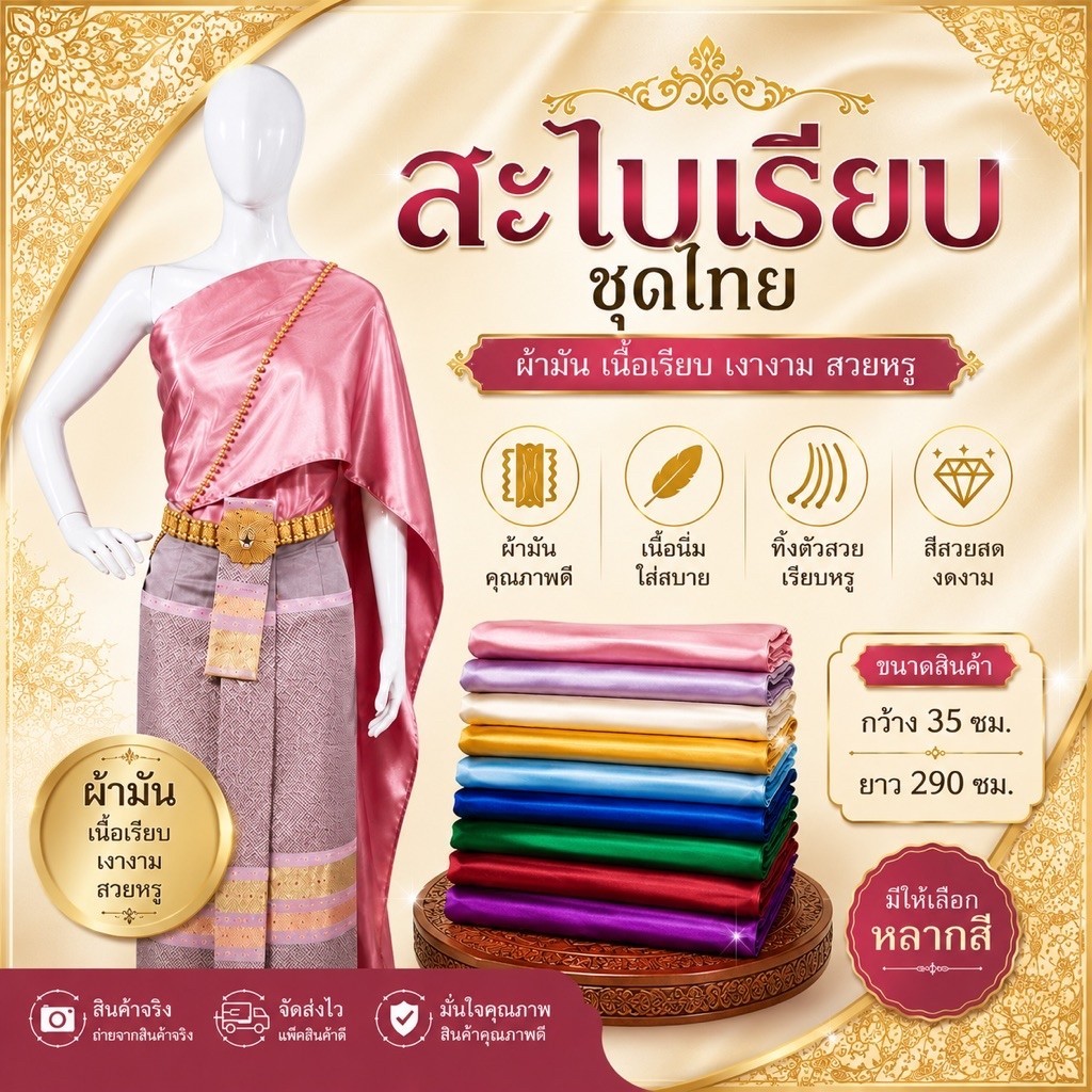 สไบเรียบชุดไทย สไบเพื่อนเจ้าสาว