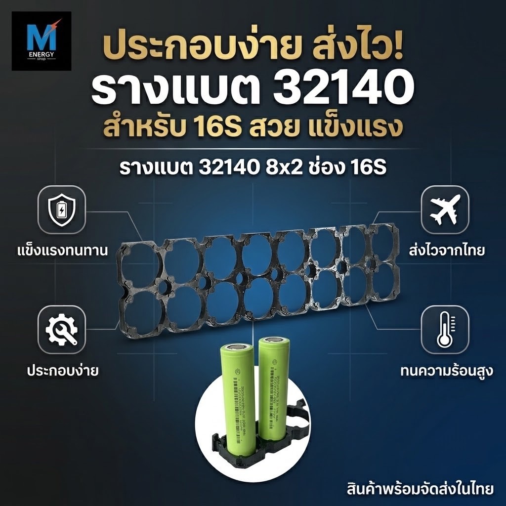 รางใส่แบตเตอรี่ 32140-33140 16 ช่อง วัสดุ ABS ทนทาน ปลอดภัย
