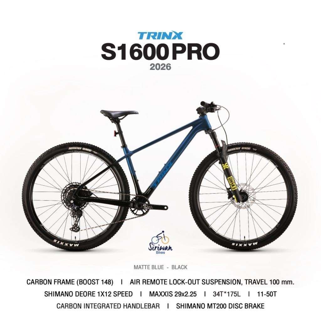 เสือภูเขาเฟรมคาร์บอนสำหรับแข่งขัน Trinx S1600 รุ่นใหม่ล่าสุด