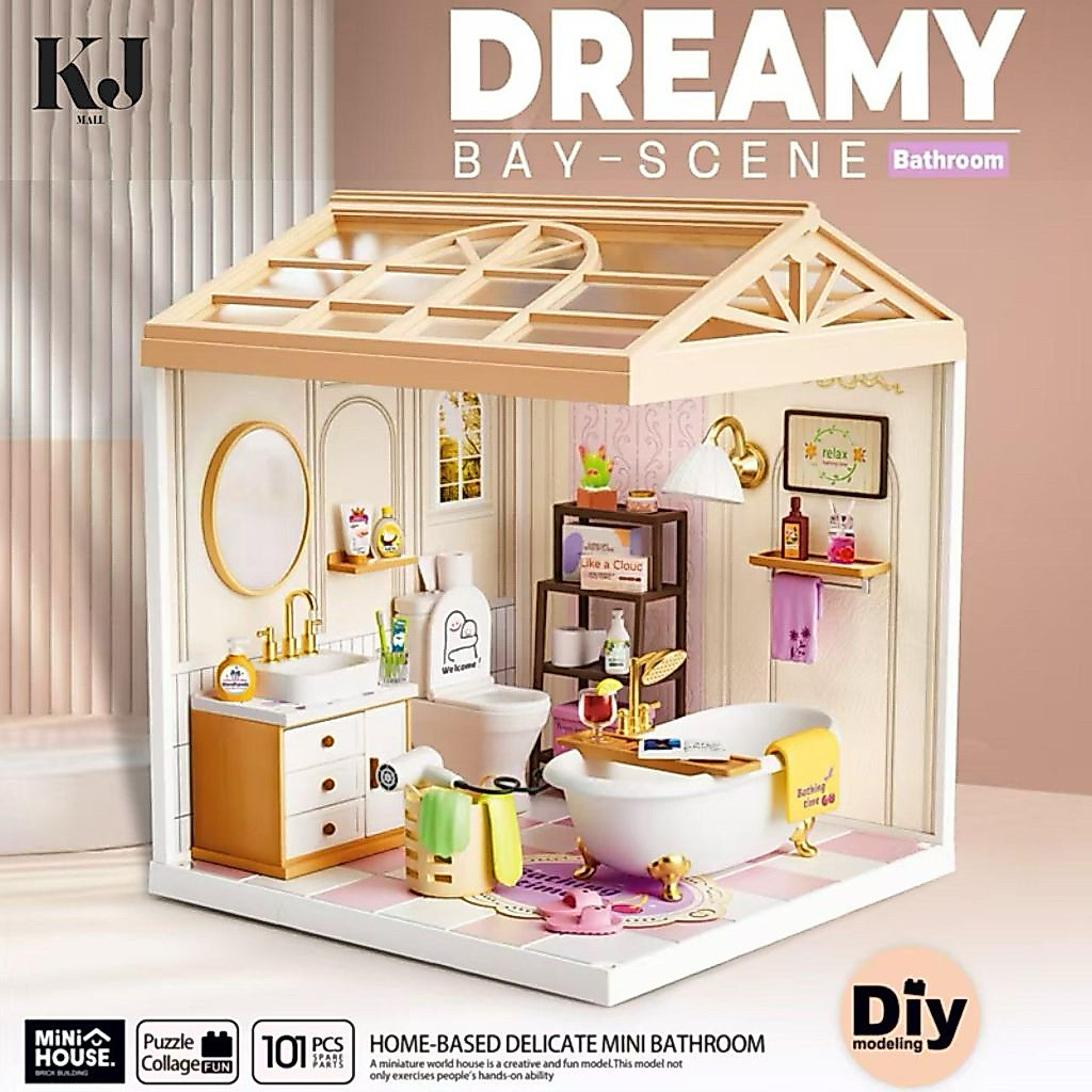 Dreamy DIY Mini Houseพร้อมส่งจากไทย Relaxed Spa Bath roomห้องสปาอาบน้ำ บ้านตุ๊กตาไว้เล่นกัน ART TOY DIYประกอบเองของเล่น