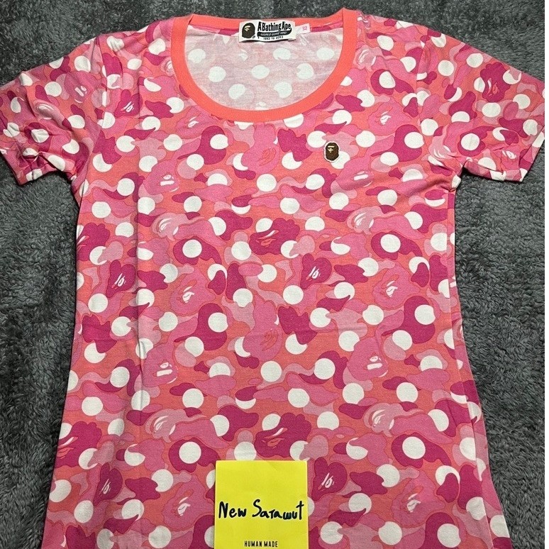 (มือสอง) Bape เสื้อรัดรูปสีชมพู Size:XS อก15ยาว23(ของแท้)