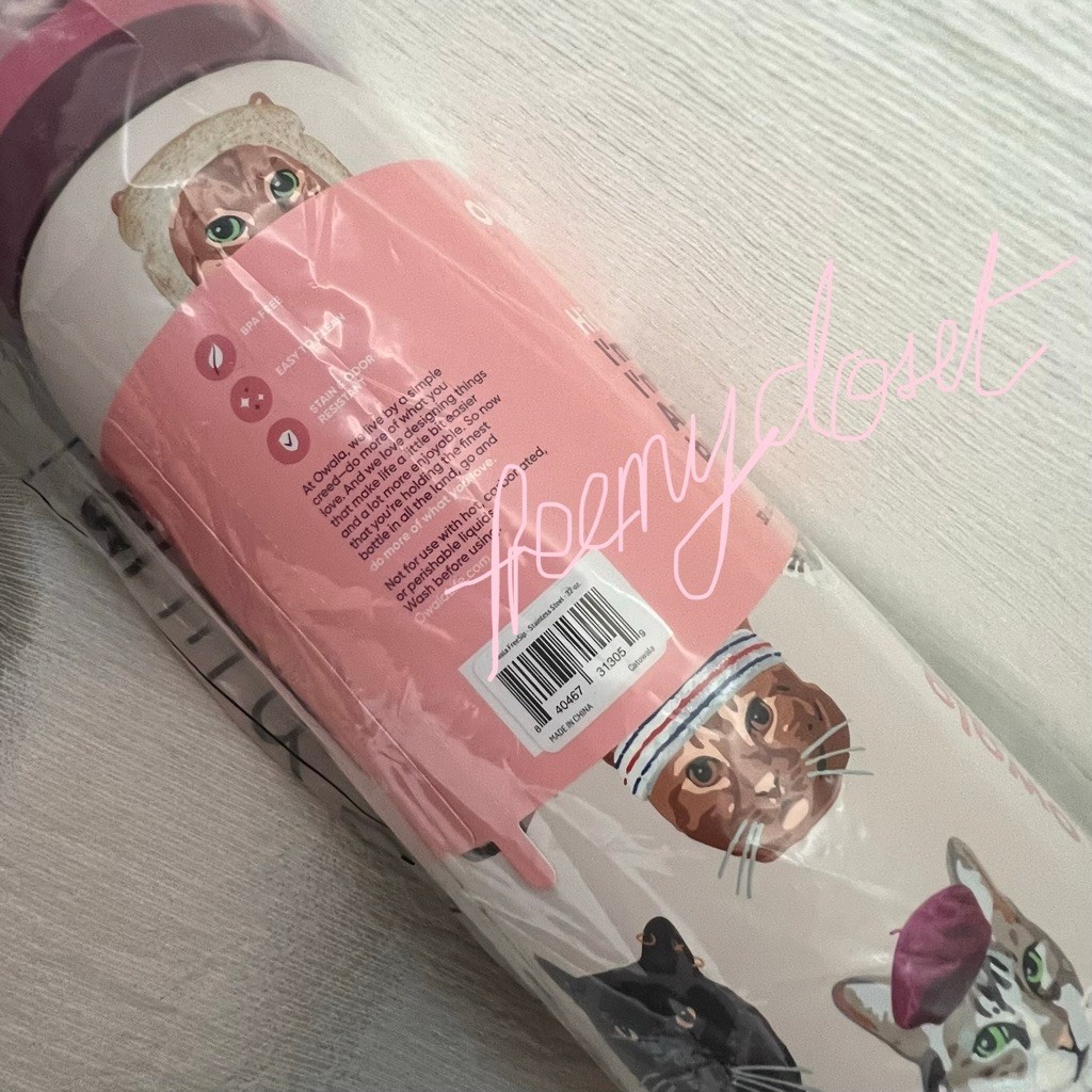 พร้อมส่งแท้100%Owala Pink Cat Collage UO Exclusive FreeSip 32 oz Water Bottle