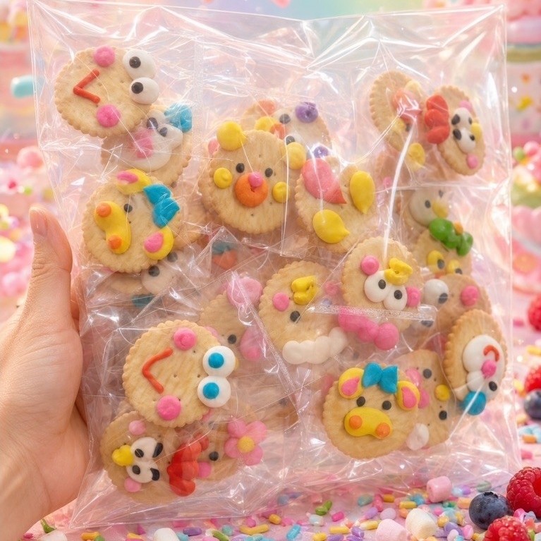 ขนมเครกเกอร์แต่งหน้าตุ๊กตายอดฮิต 50ชิ้น/แพ็ค